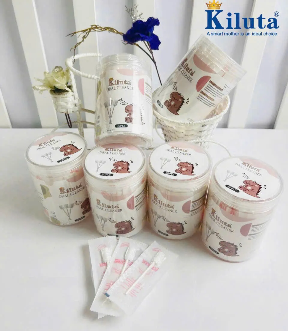 Combo 2 Hộp 30 Que Rơ Lưỡi Khủng Long Kiluta Làm Sạch Răng, Lưỡi, Nướu và Khoang Miệng An Toàn Cho Bé Từ Sơ Sinh