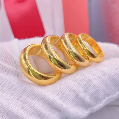 Nhẫn Trơn Titan màu 24k 1c , 3c , 5c , 1L có khắc 9999 cao cấp kèm hộp đựng