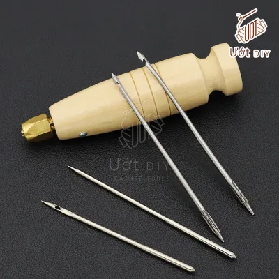 Bộ Dụng Cụ Khâu Giày Kim Khâu Giày Cán Gỗ - Dụng cụ làm da Handmade DIY