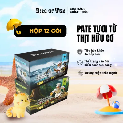 Pate Cao Cấp Bite of Wild Hộp 12 Túi 70G, Công Thức Giàu Đạm, Ít Béo Cho Mèo Từ 2 Tháng Tuổi