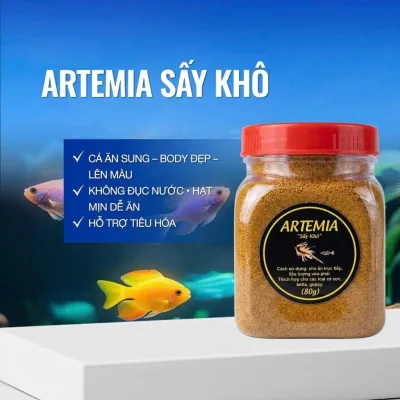 Artemia sấy khô - Trùng huyết sấy khô - cám trộn T5 ĐỘ ĐẠM cao giàu dinh dưỡng cho cá 7 màu , gupy , beta, cá thủy sinh