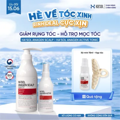 Combo Dầu Gội HASOL Hỗ Trợ Giảm Rụng và Mọc Tóc Ha'sol Anagen Scalp Shampoo 500g + Xịt Ha'sol Anagen Active Tonic100ml