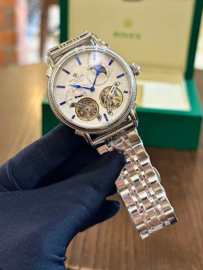 Đồng hồ PT 2 tim doulbe máy nhật, mặt trắng dòng cơ Automatic + Bảo hành 12 tháng