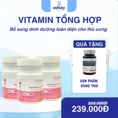 Vitamin cho chó mèo PET LAB, bổ sung 11 loại vitamin, khoáng chất giúp thú cưng tăng sức đề kháng, lọ 200 viên
