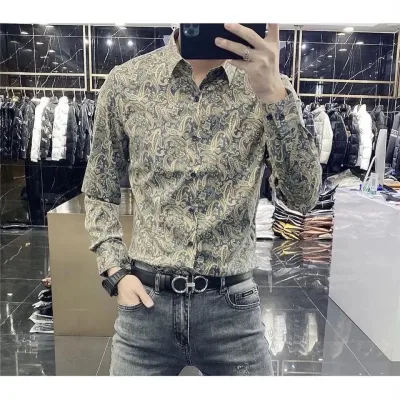 Thời Trang Cá Tính Slim-fit Châu Âu Station Áo Sơ Mi Shop Bán Chạy Áo Sơ Mi Hoa Nam In Hình Hợp Thời Trang Nam [Phong Cách Mới Hợp Thời Trang Ve Áo] 2023 Tay Dài
