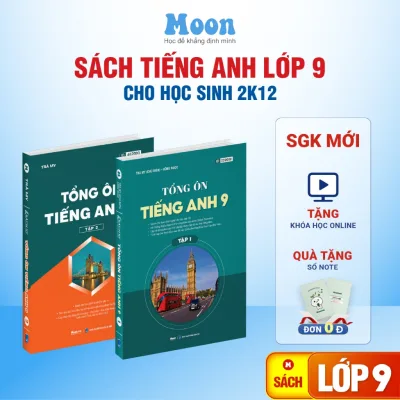 Sách Tổng ôn tiếng anh lớp 9 chương trình mới cho 2k12 ôn thi vào 10 Moonbook