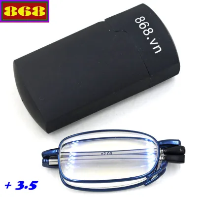 Mắt kính lão gọng xếp màu xanh dương 3.5 độ, từ 1 độ đến 4 độ, mắt kính viễn, mắt kính rút, mắt kính gấp