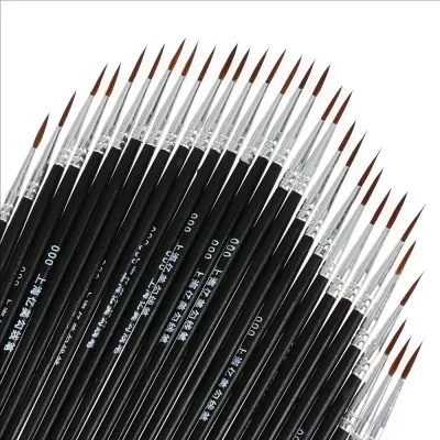 Hai mươi món Đồ dùng nghệ thuật Vẽ tay Bút móc mỏng, Dụng cụ vẽ Bàn chải Nylon Tranh Acrylic, Điểm nhấn: Bàn chải tròn + Bàn chải Filbert + Bàn chải chi tiết