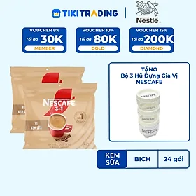 [Tặng bộ 3 hũ gia vị] Combo 2 Bịch Cà phê hòa tan NESCAFÉ 3IN1 VỊ KEM SỮA Bịch 24 gói ĐẬM VỊ SỮA, CHUẨN CÀ PHÊ