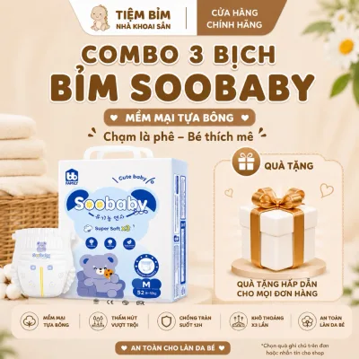 Combo 3 BỊCH Tã/bỉm Soobaby - Tã bỉm organic siêu mềm siêu khô thoáng giúp bé yêu thoải mái cả ngày dài