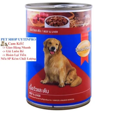 THỨC ĂN CHO CHÓ LỚN Smartheart Dạng Pate vị bò và gan Lon 400g Xuất xứ Thái Lan - Pet shop 24