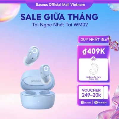 Tai nghe nhét tai không dây BASEUS WM02 bluetooth 5.3 TWS chống ồn thời lượng pin lên đến 25 giờ