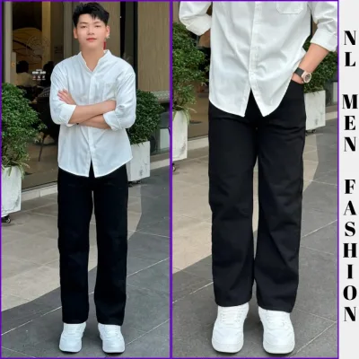 Quần Jean Suông Rộng Nam wash phối retro chất vải jean denim mềm mịn form baggy suông rộng