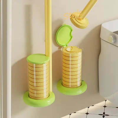 Bộ Bàn Chải Vệ Sinh Dùng Một Lần Nhà Vệ Sinh Không Góc Chết Treo Tường Hộ Gia Đình Có Thể Ném Có Thể Thay Thế Bàn Chải Vệ Sinh Đầu Bàn Chải Vệ Sinh 041