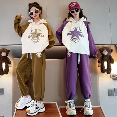 Quần Áo Cho Bé Gái, Đồ Bộ Bé Gái Thu Đông Habi Fashion HB2332 Họa Tiết Ngôi Sao Cá Tính Dễ Thương Cho Bé 18-45KG