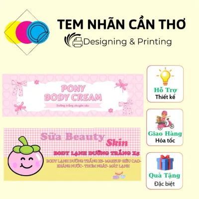 Tem dán thân hủ kem combo 100 tem nhựa sữa, tem trong.