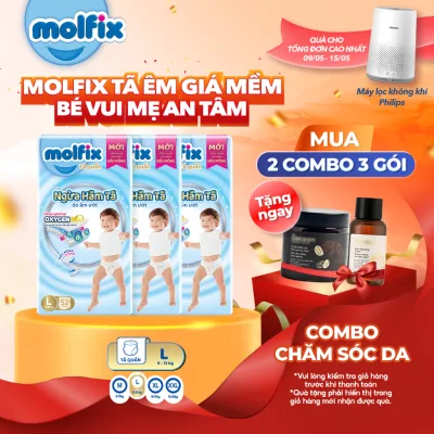 Combo 3 Tã/bỉm quần Molfix Oxy Super Jumbo giúp Ngừa Hăm Tã size M,L,XL,XXL