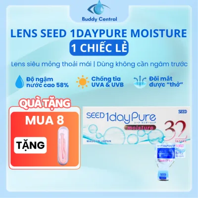 Lens Seed 1 ngày không màu 1 day Pure moisture full độ cận - Buddy Central