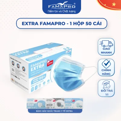 Khẩu trang y tế 4 lớp kháng khuẩn Extra Famapro Nam Anh 50 cái/hộp