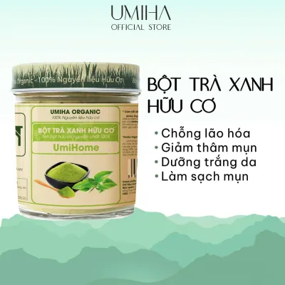 Bột Trà Xanh hữu cơ UMIHOME 135g nguyên chất làm đẹp thiên nhiên, dùng đắp mặt nạ loại bỏ mụn giúp trắng mịn da hiệu quả