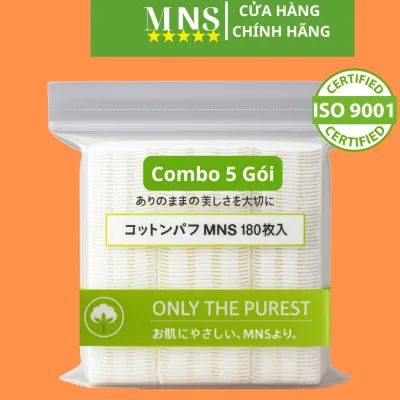 Bông tẩy trang MNS 180 miếng cotton tự nhiên, cao cấp mềm mịn ISO9001-2015