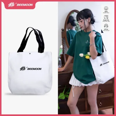 Túi Tote Beemoon Canvas Premium Unisex Sức Chứa Lớn Đeo Vai Thời Trang Nam Nữ