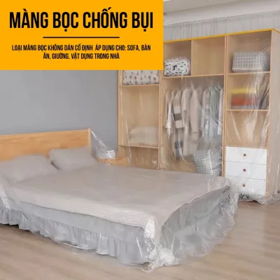 Màng nilon che bụi khổ siêu to che phủ, ngăn bụi đồ nội thất, che sơn, bọc hàng, có một đầu dán dính15
