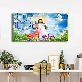 Tranh Đồng Hồ Treo Tường Trang Trí - Đồng Hồ Họa Tiết Công Giáo Cao Cấp