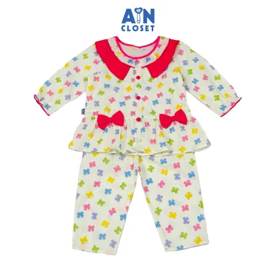 Bộ quần áo Dài bé gái hoạ tiết Nơ Hồng Cotton - AICDBGYOTFWQ - AIN Closet