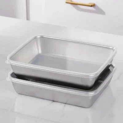 Khay inox 304 không gỉ đa dạng kích cỡ - Hộp inox có nắp đật 4 Size nhỏ , trung, to, tròn