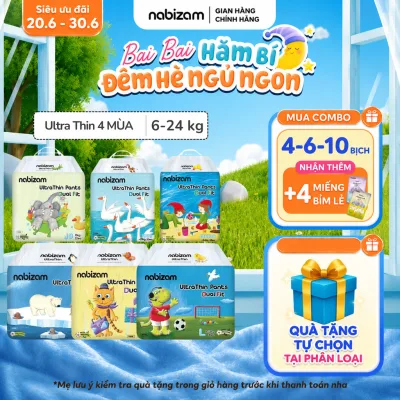 Tã/Bỉm Quần Nabizam Ultra Thin 4 Mùa Nội Địa Hàn Siêu Mềm Mỏng, Thoáng Khí, Đủ Size Cho Bé 6-24kg