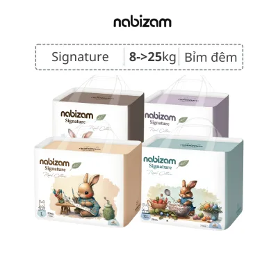 Combo 4 Tã/Bỉm Quần Đêm NABIZAM Signature Nội Địa Hàn, Mềm Mại, Siêu Thấm Hút Size L30/XL26/2XL22/3XL20 Cho Bé 8-22kg