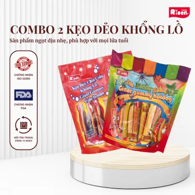 Combo Kẹo Dẻo Chai Cola Khổng Lồ & Kẹo Dẻo Hotdog Khổng Lồ Đồ Ăn Vặt Văn Phòng Bánh Kẹo