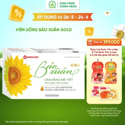 Viên uống Bảo Xuân Gold - Hỗ trợ cân bằng nội tiết tố , làm đẹp da, giảm khô hạn - Hộp 30 viên