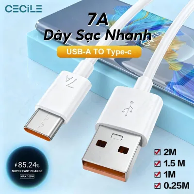 Dây Sạc Nhanh Type C 100W 7A Cho Điện Thoại Android Sạc Ổn Định Bảo Vệ Pin Dây Bền Không Lo Đứt Gãy