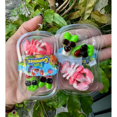 3Vỉ Kẹo Dẻo tôm 🍤 Mix dẻo cà rốt- Bánh Kẹo Cho Bé