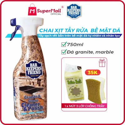 Chai xịt tẩy rửa đa năng Bề mặt đá BKF - Tẩy rửa đá tự nhiên và nhân tạo - Đá Granite - Mapple - Mặt đá nhà bếp - Đá ốp tường - Đá sàn nhà | Chai 750ml - Nhập khẩu USA