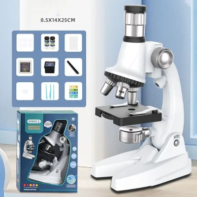 Mini Led Microscope Set 100X-1200X - Used for Scientific Research for Children Educational Toys with Multiple Magnification Levels 1200X