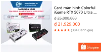Card màn hình Colorful iGame RTX 5070 Ultra W OC | 5070 NB AX 12Gb - New - BH 36 Tháng