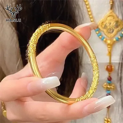 Vintage mạ Vàng Bangle với truyền thống chạm khắc và thiết kế thanh lịch