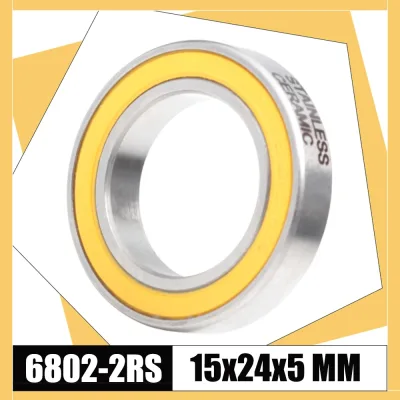 6802-2RS Stainless Bearing 15*24*5mm (1 PC ) ABEC-3 6802 RS Bike Hub Front Rear Hubs Wheel 15 24 5 Ceramic IkBearings