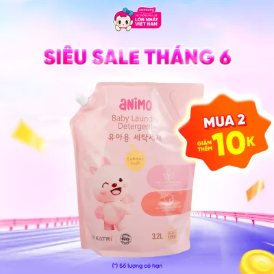 Nước giặt cho bé Animo hương trái cây mùa hè túi refill 3,2L