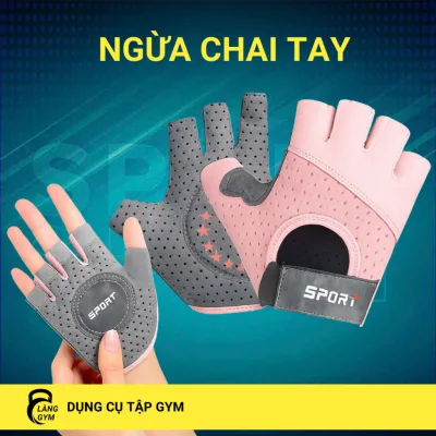 Găng Tay Tập Gym Nữ GYMI Hở Ngón Chống Trượt Tập Yoga. Gym. Đạp Xe Dày Dặn \ Trắng