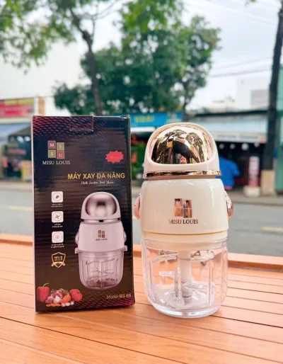 Misu Louis Grinder with 300ml Glass Jar, 200W Capacity for Grinding Dry Food, Meat, Fish, Vegetables and Fruits, Extremely Fast Blending