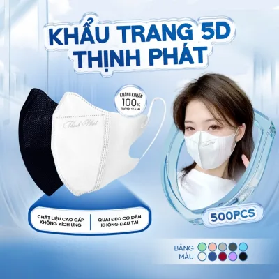 Thùng 500 cái khẩu trang 5D Thịnh Phát 3 lớp kháng khuẩn nhiều màu sắc chính hãng Cỏ Ba Lá