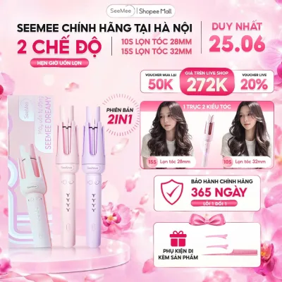 Máy uốn tóc xoăn tự động SeeMee tạo 2 kiểu xoăn trục 28 32mm giữ nếp 48h phủ gốm bảo vệ tóc,LIS