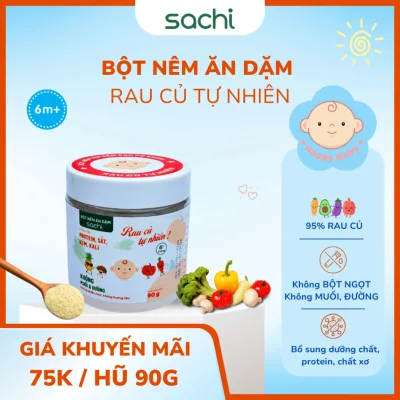 Hạt nêm ăn dặm Rau củ Sachi - Hũ 90G, Chiết xuất rau củ tự nhiên, không bột ngọt, không muối đường cho bé từ 6 tháng
