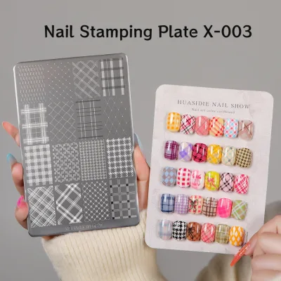 XEIJAYI-Bảng dập móng nghệ thuật kim loại, với họa tiết caro, là một dụng cụ dập móng dùng để trang trí móng nghệ thuật.