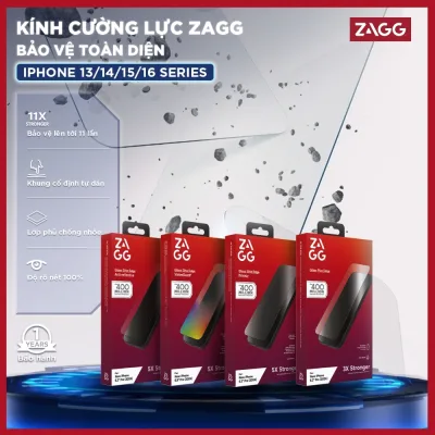 Kính cường lực ZAGG trong suốt, chống nhìn trộm, bảo vệ mắt, XTR, kèm khay dán, Hàng Chính Hãng
