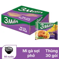 Thùng 30 Gói Mì 3 Miền Gà Sợi Phở 65g x 30 gói - UN37T